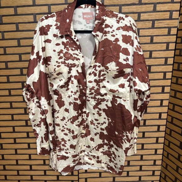 Show‎ Me Your Mumu Cow Print Pajama Top Size Small - Picture 1 of 7